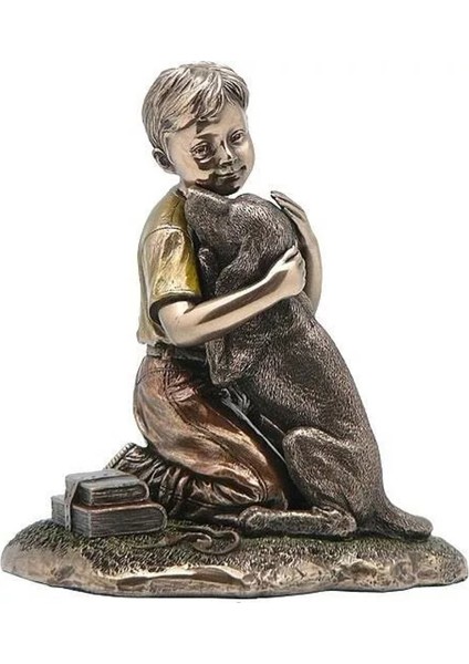 Veronese Köpekli Çocuk Boy Hugging The Dog Poliserin Biblo 13CM