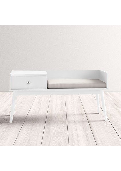 Skyler Beyaz Ahşap Benç