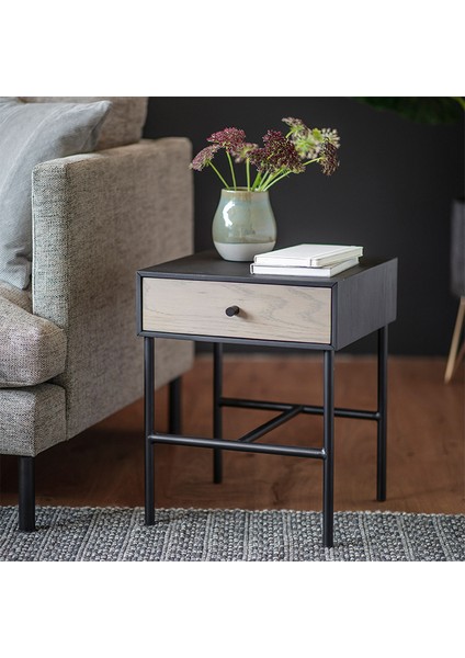 Tia Siyah Metal&ahşap Yan Sehpa - Açık Kahve modelleri