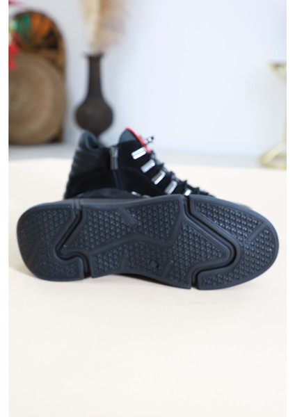 1348 Anatomik Tabanlı Deri Fermuarlı Erkek Spor Bot - NKT01348-SIYAH Nubuk-42 indirimleri