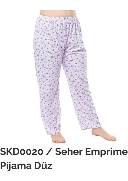 Desenli Kadın Uzun Anne Pijama Altı 020