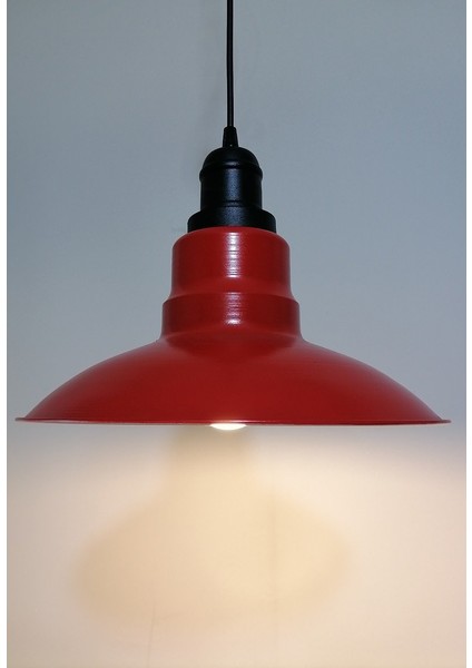 1retro,rustik,modern Kırmızı Içi Beyaz Mutafa,oda,cafe Için Metal Sarkıt Avize ÇAP:30CM