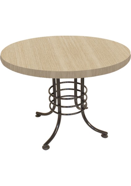 Buket Mega Laminat Yuvarlak Mutfak Masası Q100 - White Oak