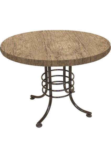 Buket Mega Laminat Yuvarlak Mutfak Masası Q120 - Rustic Dark Oak