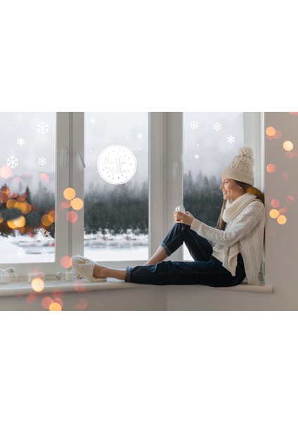 Yılbaşı Temalı Cam ve Duvar Sticker(Etiket) Süsü