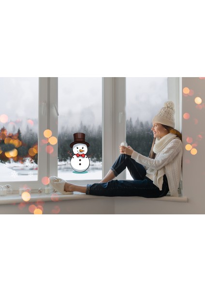 Yılbaşı Temalı Cam ve Duvar Sticker(Etiket) Süsü