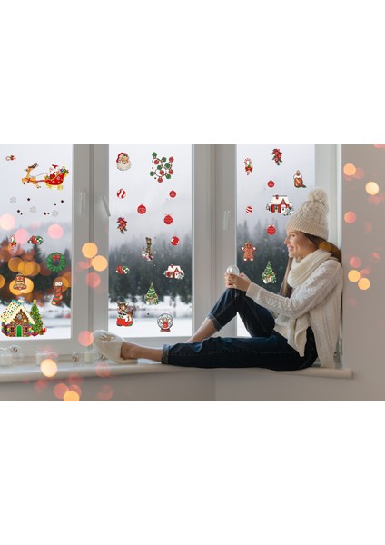 Yılbaşı Temalı Cam ve Duvar Sticker(Etiket) Süsü