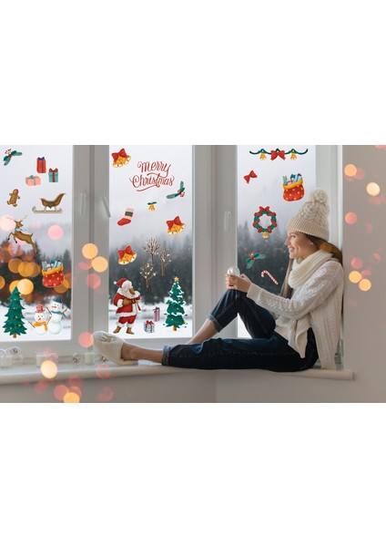 Yılbaşı Temalı Cam ve Duvar Sticker(Etiket) Süsü