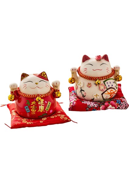 2x Maneki Neko Iyi Şanslar Cat Piggy Bank Süsleme Fortune Kawaii (Yurt Dışından)