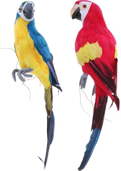2 Createch El Sanatları Köpük Papağan Kuşları Heykelcik Açık Bahçe Süsü Mavi+Kırmızı (Yurt Dışından)