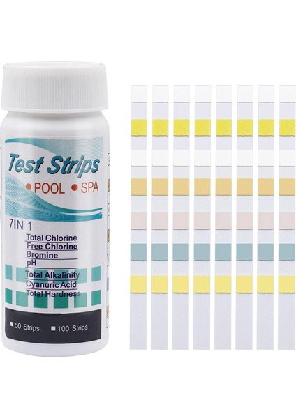 7 Yollu Havuz Test Şeritleri Ph Test Su Kalitesi Test Şeritleri Yüzme Havuzları Için 100 (Yurt Dışından)