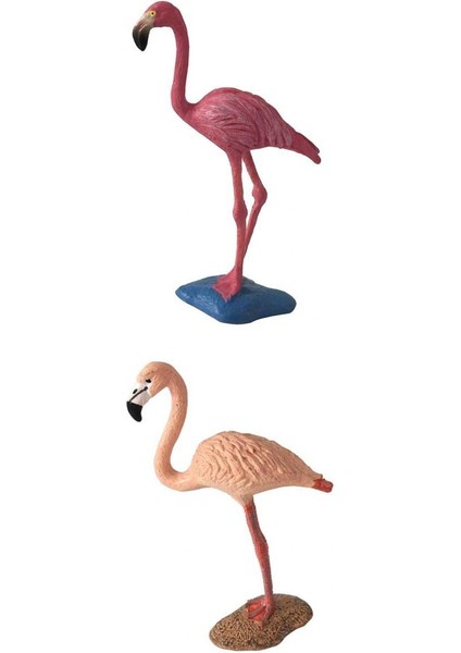 2 Hayvan Modelleri Simülasyon Kuş Figür Modeli Plastik Heykelcik - Flamingo (Yurt Dışından)