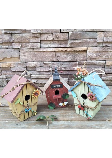 2 x Rustik Ülke Tarzı Ahşap Dekoratif Kuş Evi Asılı Kuş Evi (Yurt Dışından) fırsatları