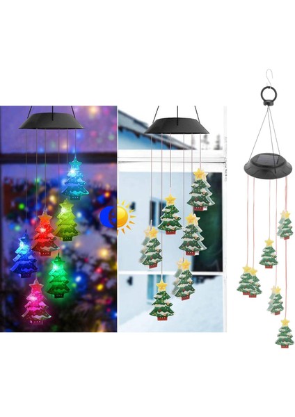Güneş Rüzgar Çanları Bahçe LED Lamba Asılı Açık Ev Tatil Bahçesi Dekorasyon Noel Ağacı (Yurt Dışından)