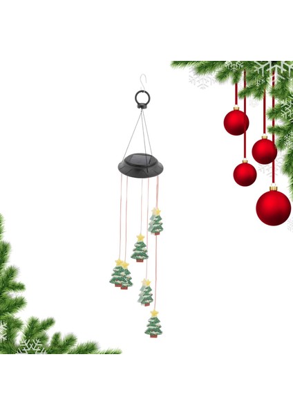 Güneş Rüzgar Çanları Bahçe LED Lamba Asılı Açık Ev Tatil Bahçesi Dekorasyon Noel Ağacı (Yurt Dışından)