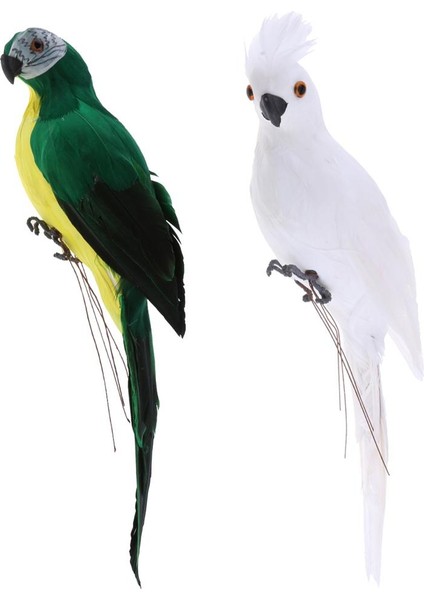 Doğa Için 2x Sadece Yeşil Parrot Masaüstü Süs Yapay Tüylü Kuş (Yurt Dışından)