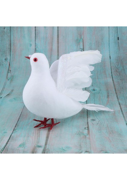 2xwhite Yapay Köpük Tüyü Gerçekçi Kuş Güvercinleri Ev Düğün Dekor (Yurt Dışından)