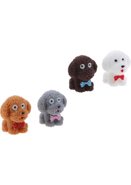 4 Minyatür Köpek Süs Sevimli Hayvanlar Peri Bahçe Zanaat Ev Dekor (Yurt Dışından)