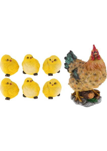 1 Set Yapay Gerçekçi Tavuk Tavuk Figür Açık Bahçe Ev Dekorasyonu (Yurt Dışından)