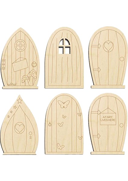 6 Ahşap Peri Bahçe Kapıları Diy Kiti Dekor Ev Kapalı Ağaç Süslemesi (Yurt Dışından) fiyatları