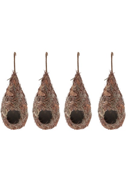 4x Doğal Asılı Çim Yuvası Pet Kuş Evi Hatch Rest Hut Bahçe Süsleme (Yurt Dışından)