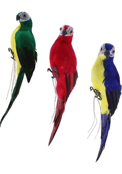 3x Doğa Parrot Masaüstü Süsü Yapay Tüylü Kuşlar 35CM (Yurt Dışından)