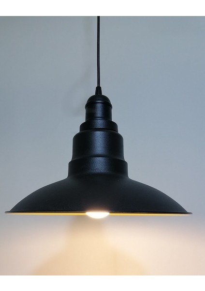 1retro,rustik,modern Siyah Içi Gold Mutfak,oda,cafe Için Tekli Metal Sarkıt Avize Çap: 30CM
