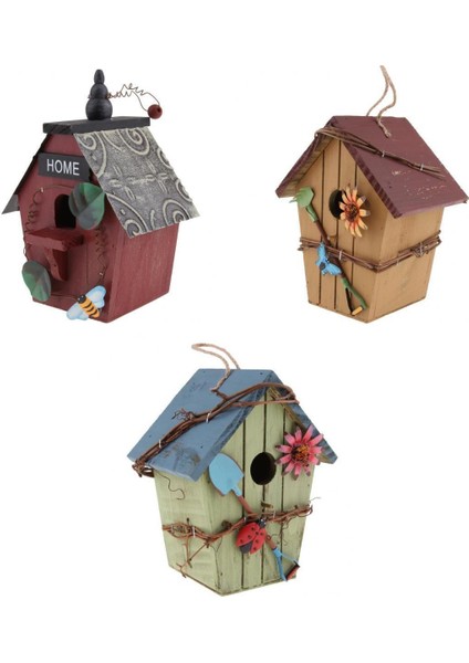 3 Dekoratif Asma Kuş Evi Böcek Oteli Bahçe Ev Taşıma Hediyesi (Yurt Dışından)