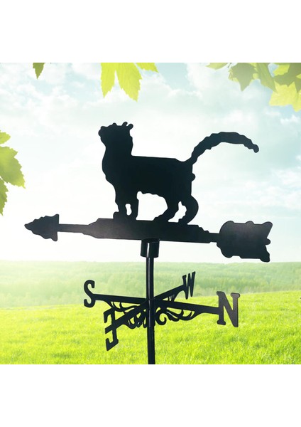 Weathervane Çatı Mounta Bahçe Yard Partisi Rüzgar Göstergesi Kit El Sanatları Rüzgar Kanat Kedi Şekli (Yurt Dışından) fırsatları