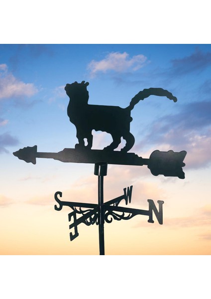 Weathervane Çatı Mounta Bahçe Yard Partisi Rüzgar Göstergesi Kit El Sanatları Rüzgar Kanat Kedi Şekli (Yurt Dışından) indirimleri