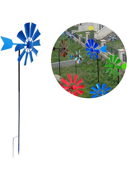 Rüzgar Spinner Bahçe Yel Değirmen Açık Bahçe Çimen Çark Dekor Mavi (Yurt Dışından) indirimleri