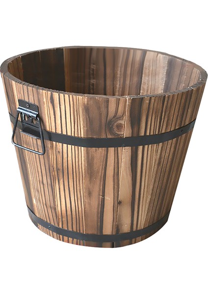 6 Ahşap Kova Etli Namlu Saksı Yuvarlak ve Altıgen Üst Bahçe Dekor (Yurt Dışından) modelleri