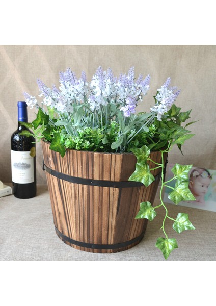 6 Ahşap Kova Etli Namlu Saksı Yuvarlak ve Altıgen Üst Bahçe Dekor (Yurt Dışından) indirimleri