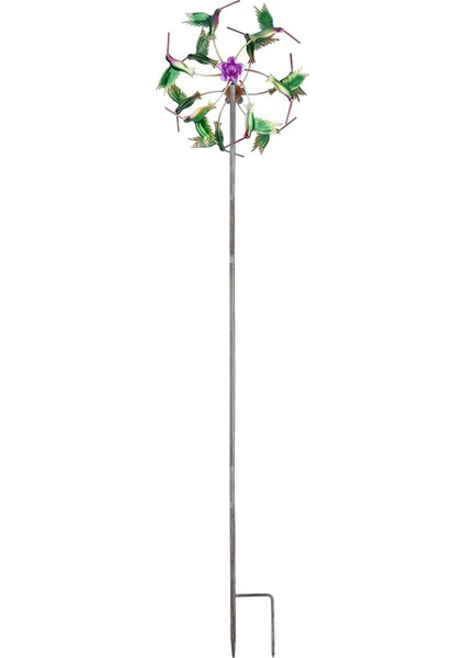 Metal Yel Değirmeni Bahis Açık Bahçe Çim Sanat Dekor Rüzgar Spinner Süsleri 40 cm Sinek Kuşları (Yurt Dışından)