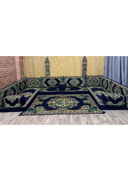 Şark Köşesi Minder, Kilim, Heybe Takımı Konsept Lacivert