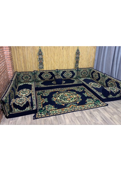 Şark Köşesi Minder, Kilim, Heybe Takımı Konsept Lacivert modelleri