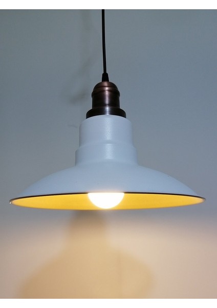 Retro,rustik,modern Bakır Duylu Beyaz Içi Gold Mutfak,oda,cafe Metal Sarkıt Avize ÇAP:30CM