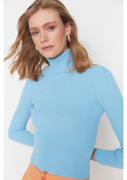 Balıkçı Yaka Triko Kazak Gök Mavisi fiyatları