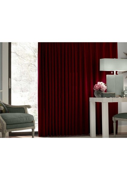 Blackout (Karartma) Fon Perde-Güneşlik Pilesiz Extraforlu Düz Dikim Bordo fırsatları