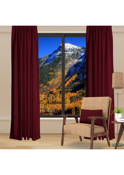 Blackout (Karartma) Fon Perde-Güneşlik Pilesiz Extraforlu Düz Dikim Bordo fiyatları