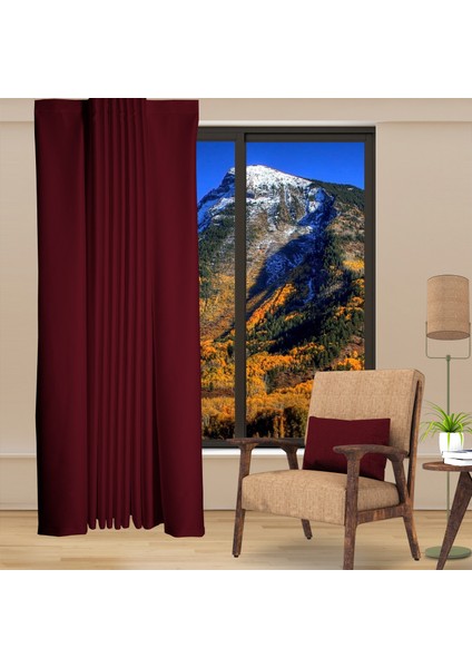 Blackout (Karartma) Fon Perde-Güneşlik Pilesiz Extraforlu Düz Dikim Bordo modelleri