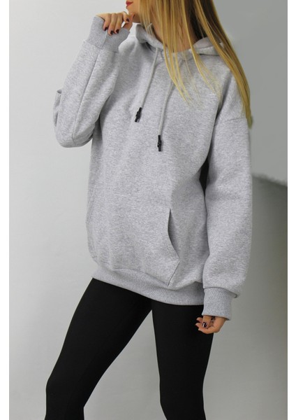 Üç Iplik Kapşonlu Sweat Gri - 2410.2022