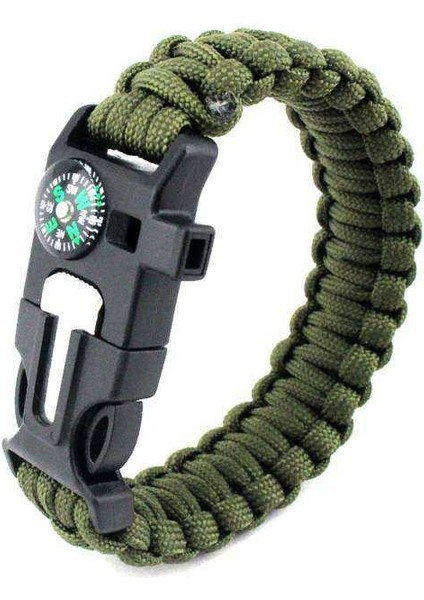 9595 Pusulalı & Magnezyum Çubuklu Paracord Bileklik Haki