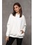 Fancy Kadın Kapüşonlu Yumuşacık İçi Pamuklu Yarasa Kol Oversize Kalın Sweatshirt 3