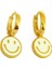 Beyaz Mineli Gülen Emoji Gümüş Küpe 1