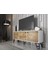 Wood'n Love Bello 160 cm Metal Ayaklı Tv Ünitesi - Konsol - Beyaz - Atlantik Çam / Siyah 3