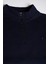 Erkek Lacivert Rahat Kalıp Yarım Fermuarlı Bato Yaka Basic Sweatshirt 21K-5200179-2 4