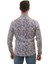 Beyaz Üzeri Mavi Krem Yaprak Baskı Karton Kutulu Slim Fit Uzun Kol Erkek Gömlek 4