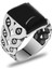 Oval Siyah Oniks Taşlı Sarmaşık Tasarım 925 Ayar Gümüş Erkek Yüzük 3
