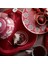 Flower Festival Kırmızı Porselen Çay Tabağı 9 cm 2